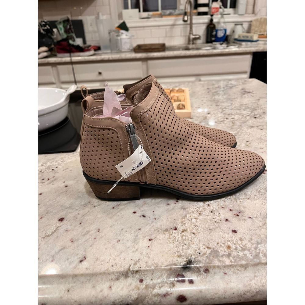 Bamboo Tan Perforated Faux Leather Bootie sz 11 NWT